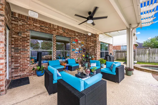 a outdoor living space with furniture