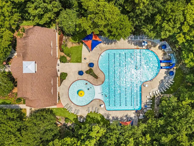 an aerial view of a house