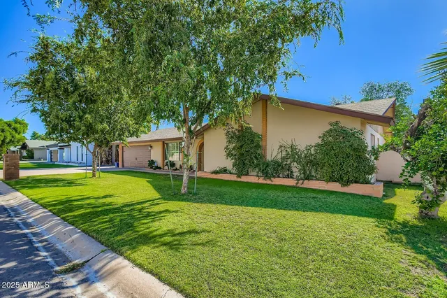 a view of a big yard next to a house