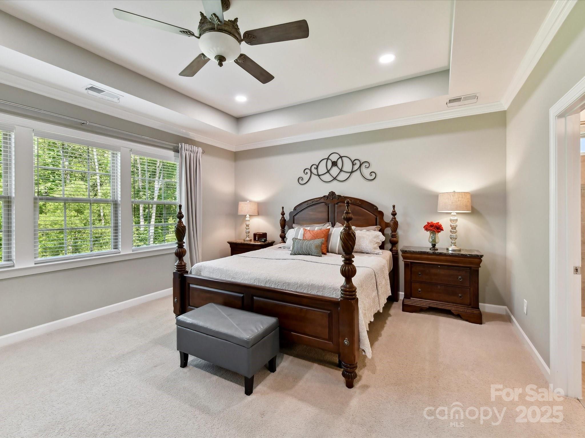 2972 Arches Bluff Circle Lancaster, SC 29720 - Photo 19 of 47 a spacious bedroom with a bed and a chandelier