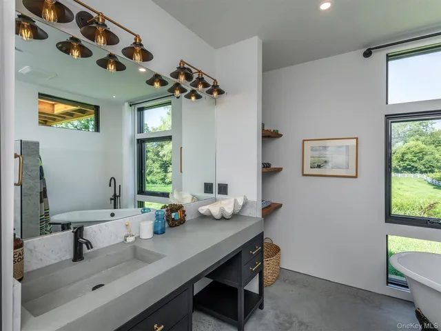 a view of a room with a window