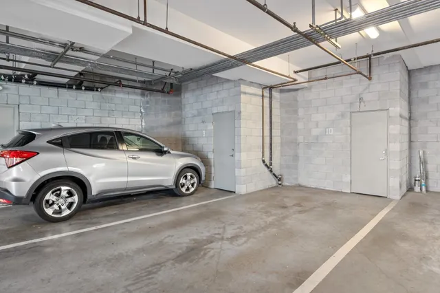 a view of a car in a garage