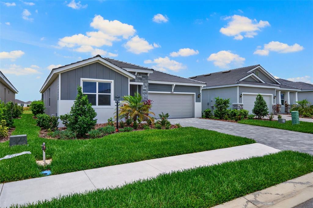 18237 Beach Ranch Terrace Bradenton, FL 34211 - Photo 15 of 72 a front view of a house with a garden and plants