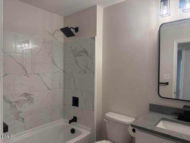 415 Sowell Street Durham, NC 27701 - Photo 12 of 19 a bathroom with a granite countertop bathtub shower sink vanity and toilet