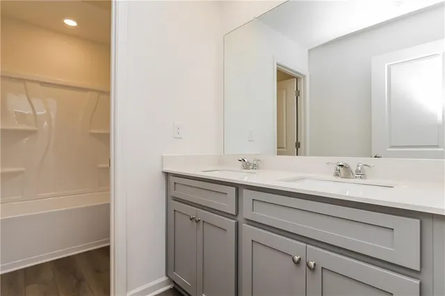 a view of a park with large trees