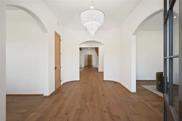 a view of a livingroom with a chandelier