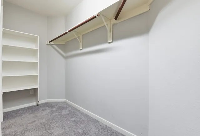 a view of an empty walk in closet