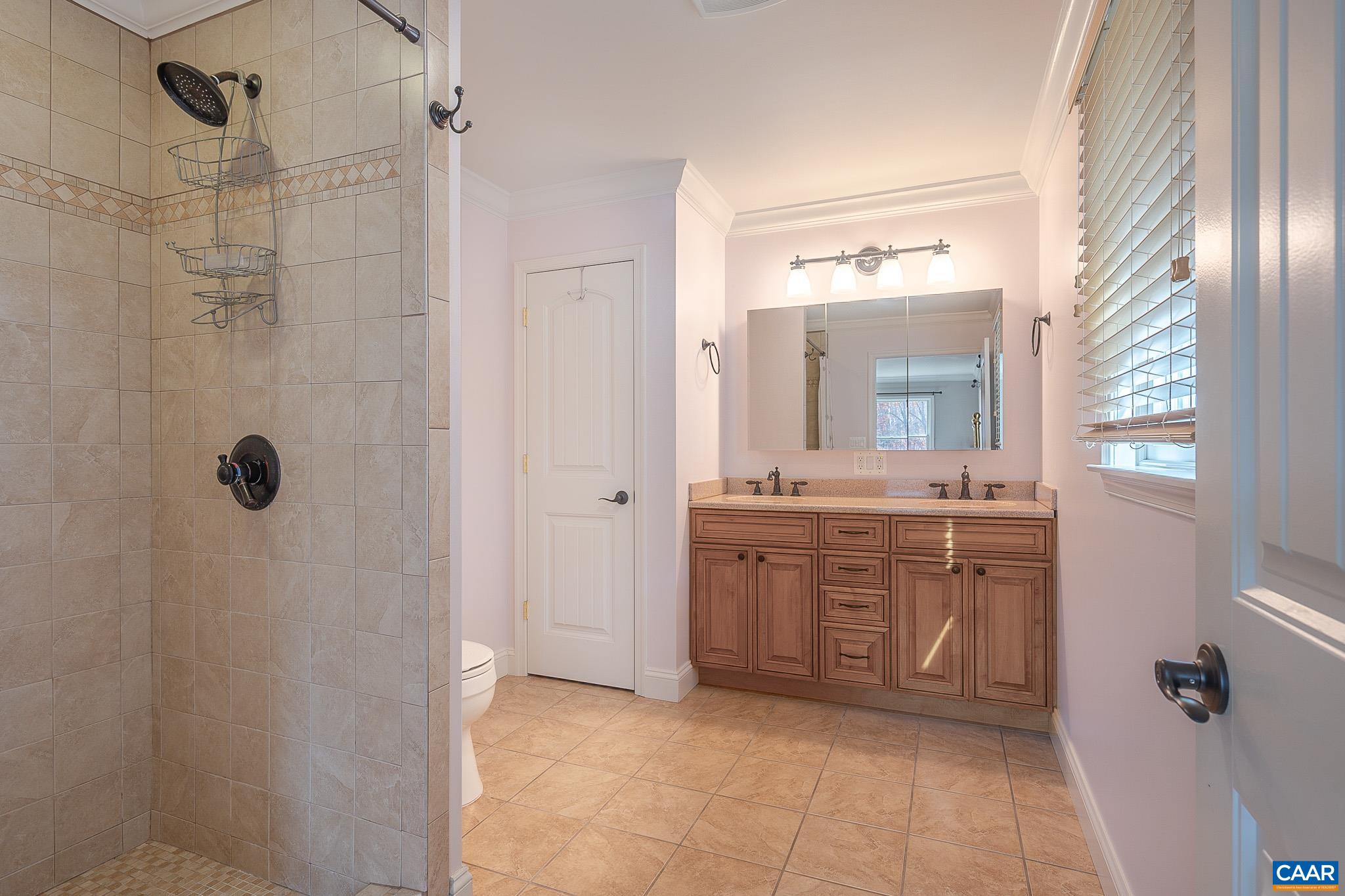 909 Gap Bridge Road Moneta, VA 24121 - Photo 43 of 75 a bathroom with a granite countertop sink a mirror and a shower