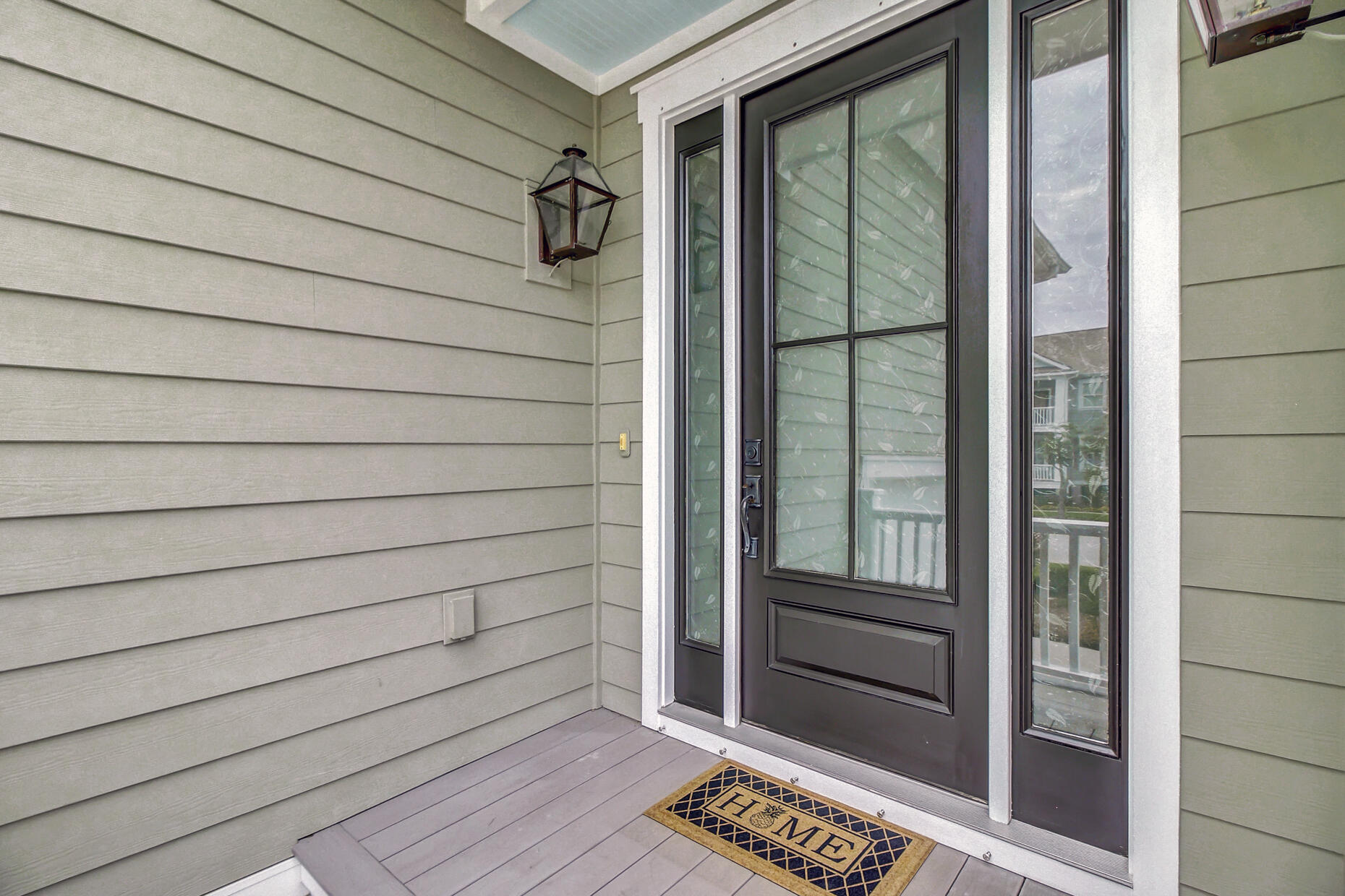 Front porch with gas lanterns