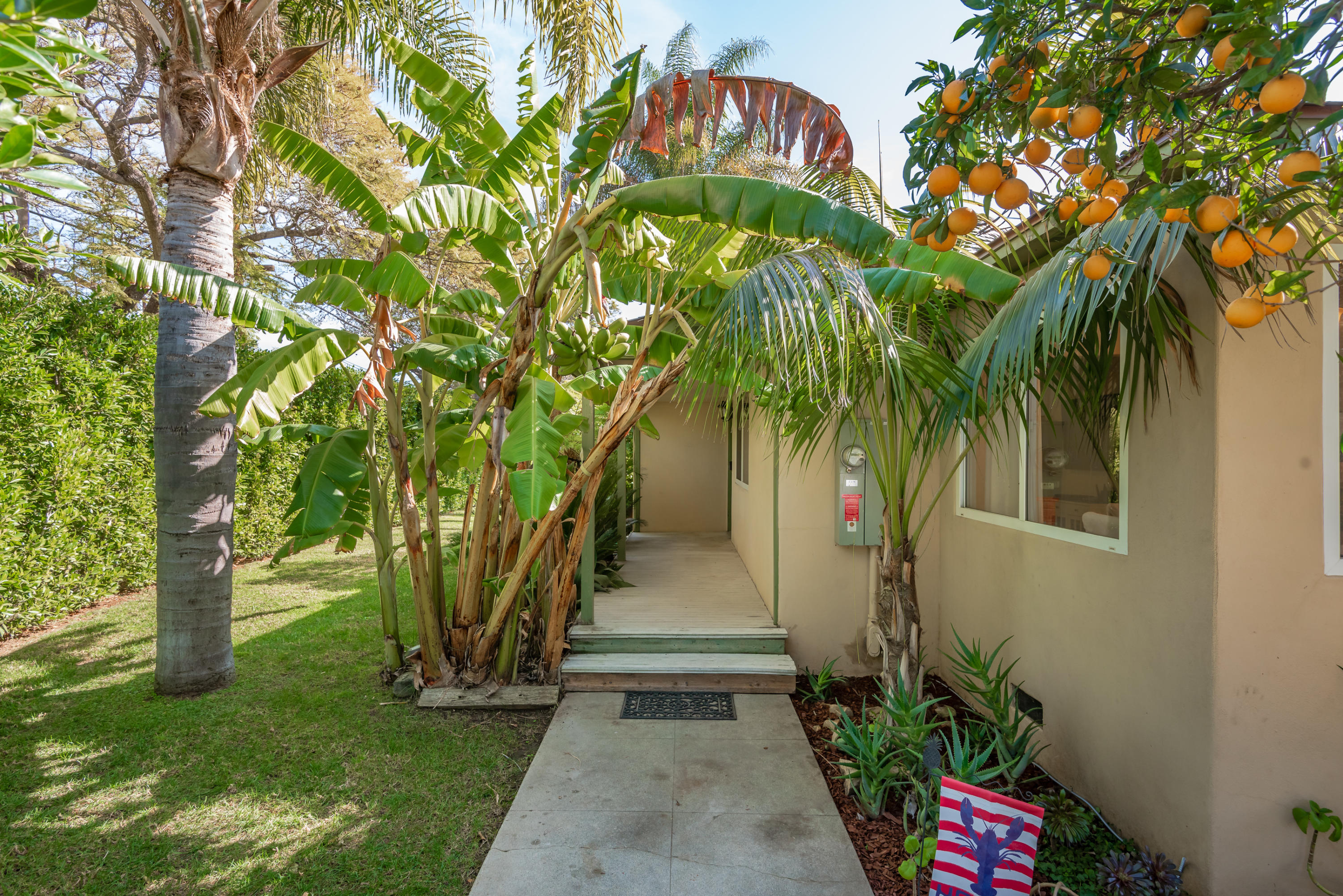 2139 Modoc Road Santa Barbara, CA 93101 - Photo 4 of 19 Front Entrance with Fruit Trees