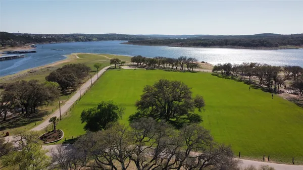 a view of a lake from a yard