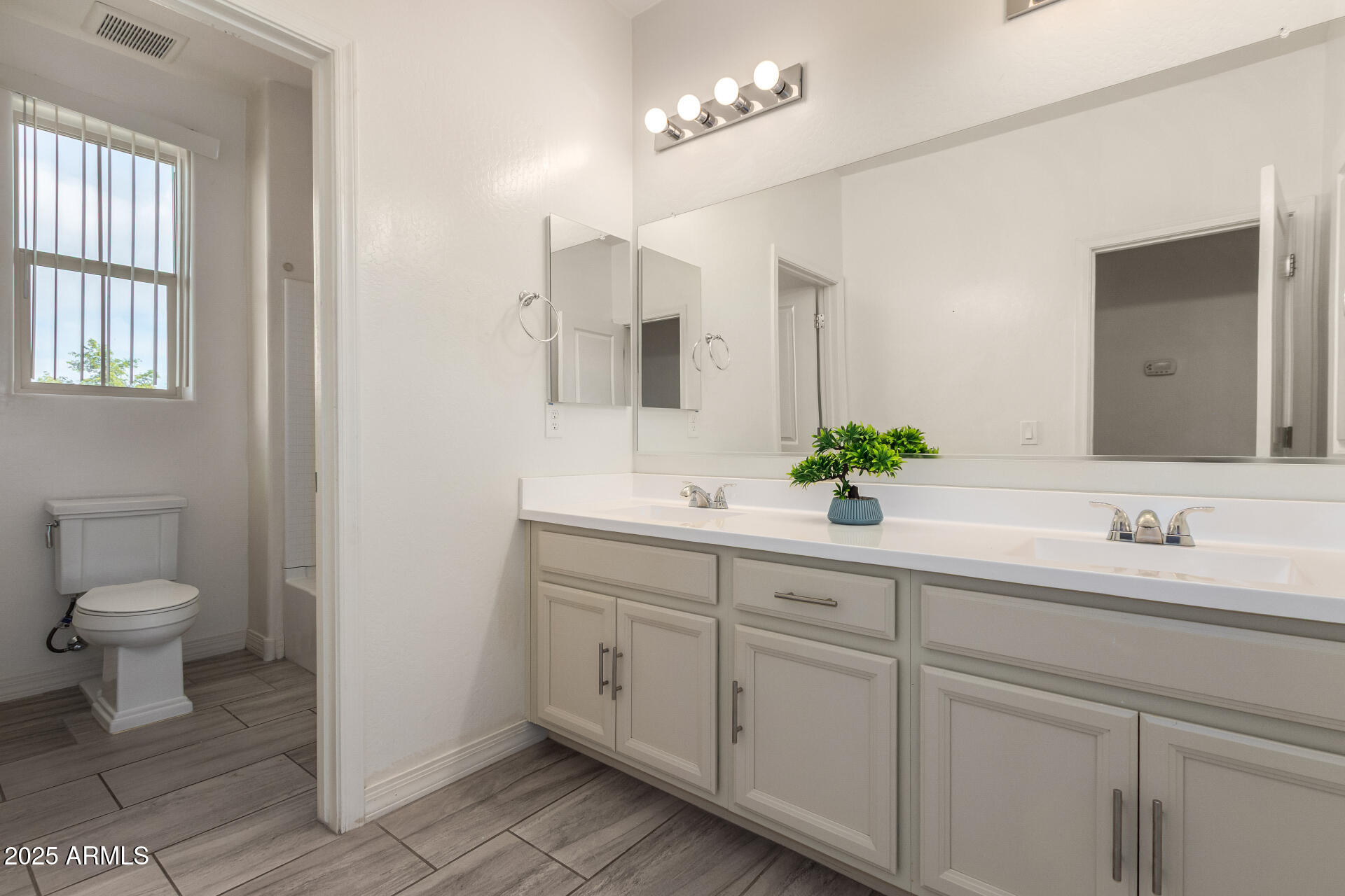 4515 West Pearce Road Laveen, AZ 85339 - Photo 23 of 35 a bathroom with a toilet a sink and mirror