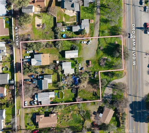 an aerial view of street and lots of street