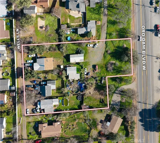 an aerial view of street and lots of street