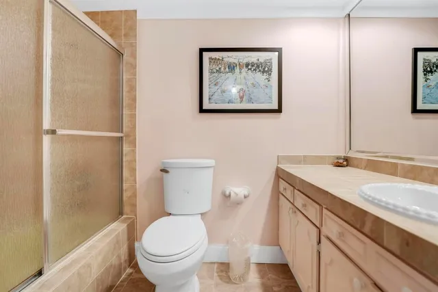 a bathroom with a toilet a sink and mirror