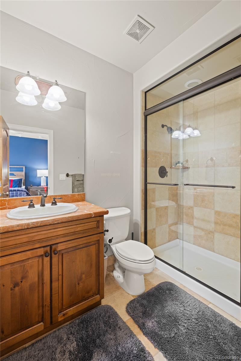 8751 Crooked Stick Place Lone Tree, CO 80124 - Photo 41 of 50 a view of bathroom with a toilet a sink and glass door