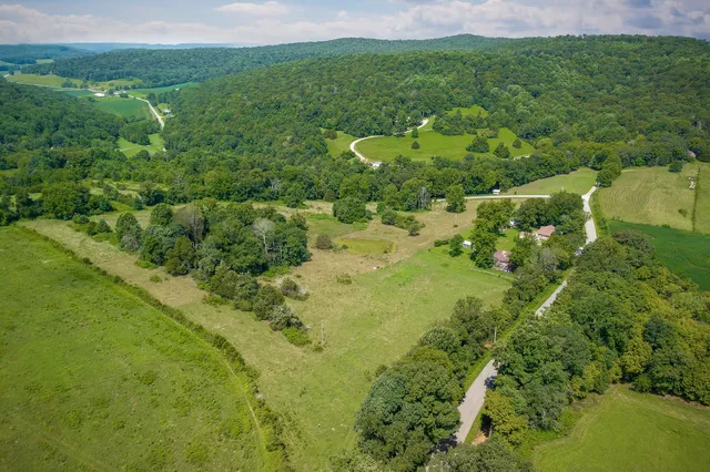 a view of a lake with a houses