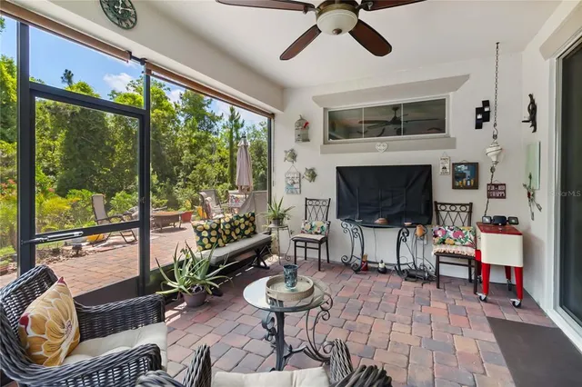 a view of a park with swings and slides