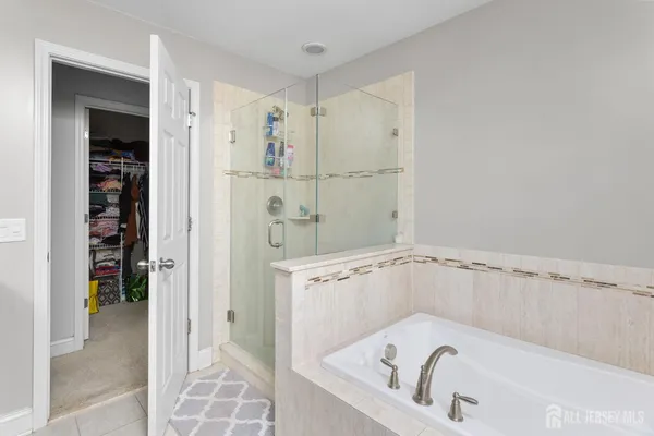 a bathroom with a bathtub