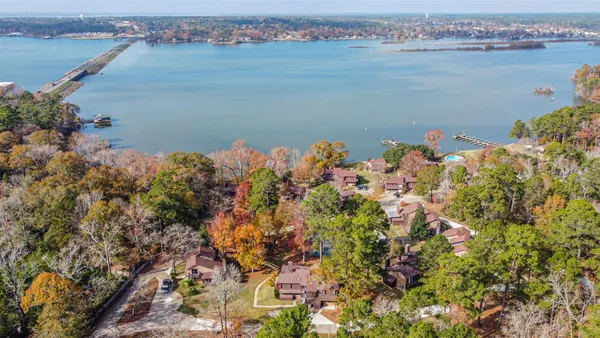a view of a lake with a house