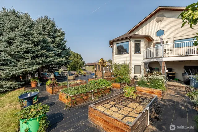 a view of a roof deck with couches
