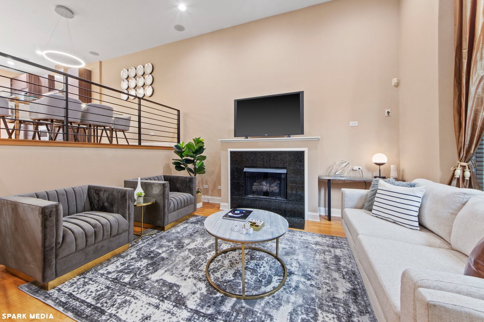 18 North Ada Street, Unit C Chicago, IL 60607 - Photo 4 of 28 a living room with furniture and a fireplace