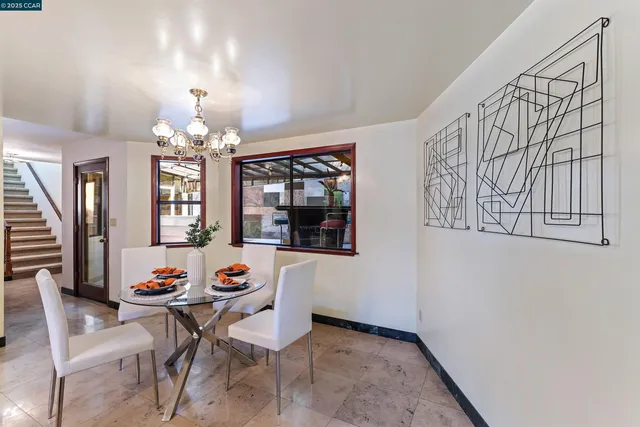 a living room with table