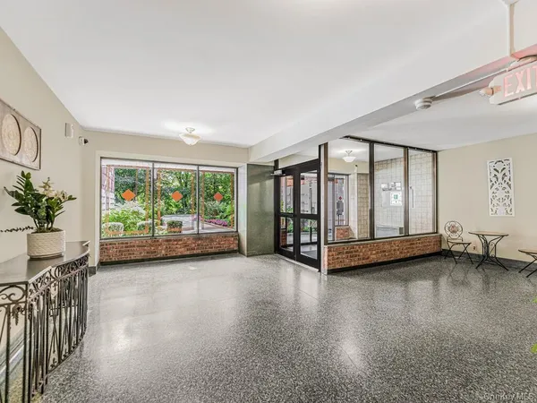 a view of front door with couch