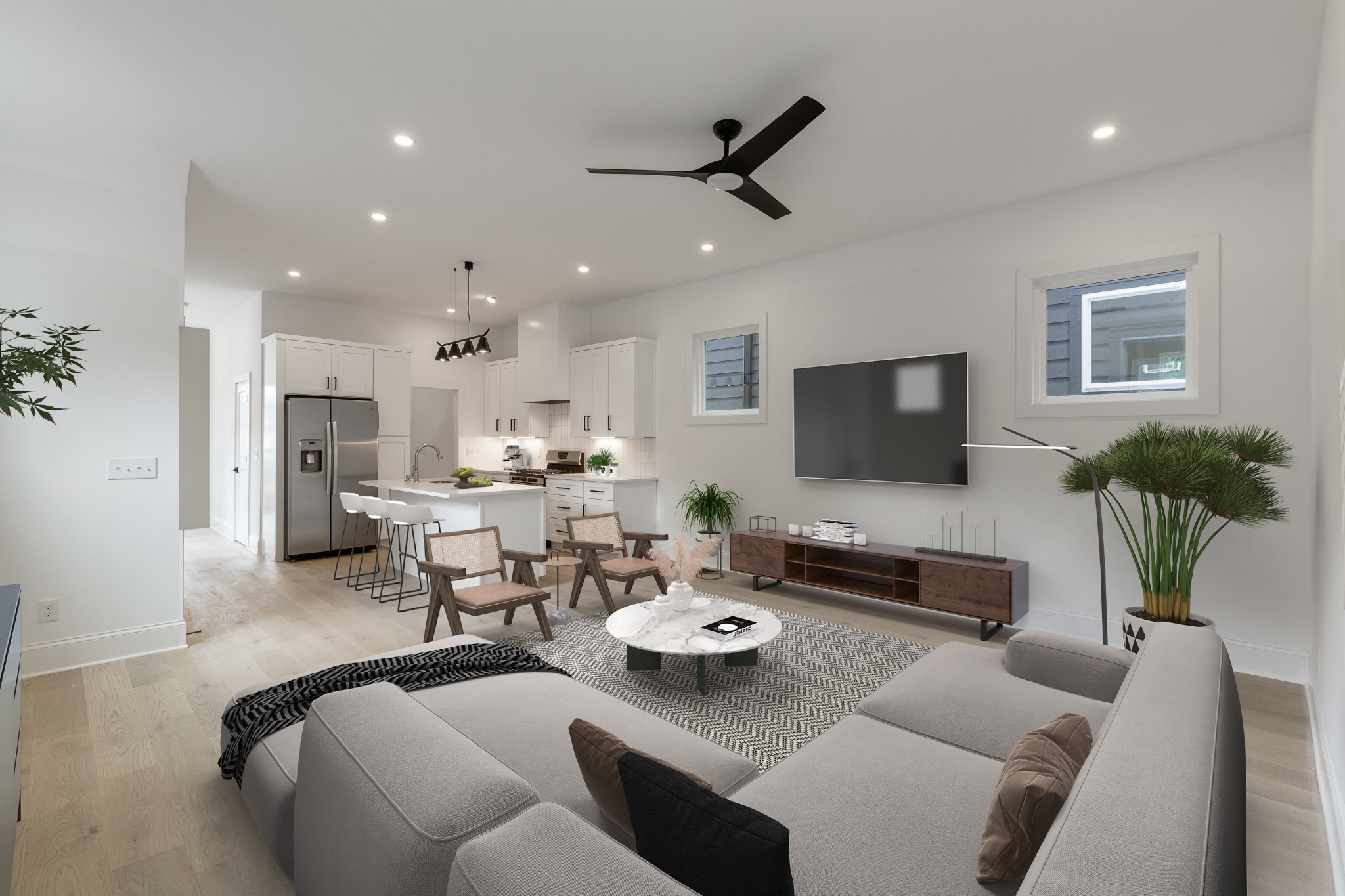 2012 Owen Street, Unit A Nashville, TN 37208 - Photo 14 of 32 a living room with furniture and a flat screen tv