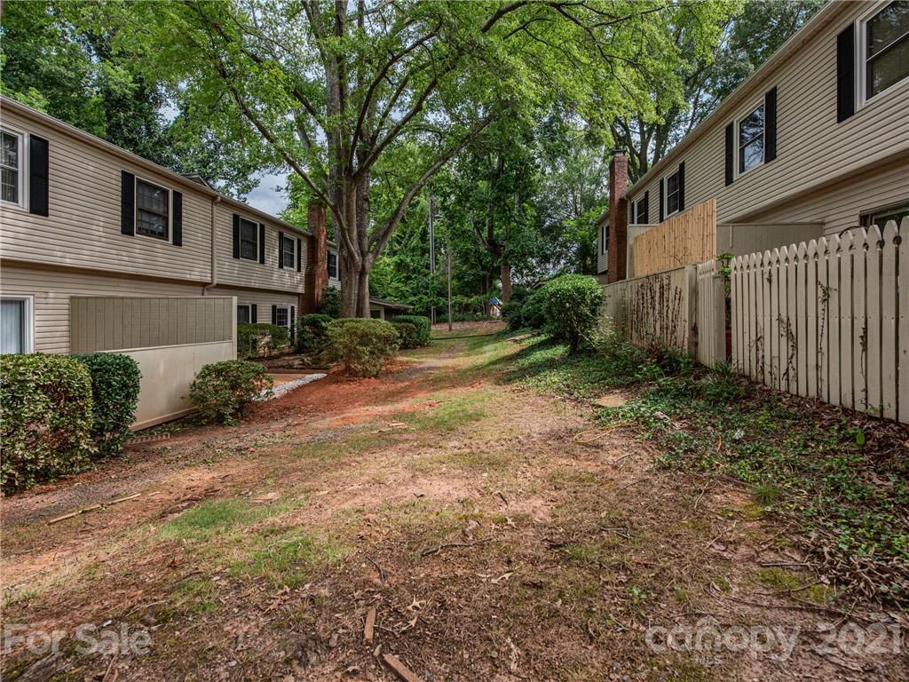 5939 Quail Hollow Road, Unit B Charlotte, NC 28210 - Photo 22 of 23 a view of a yard with plants and a large tree
