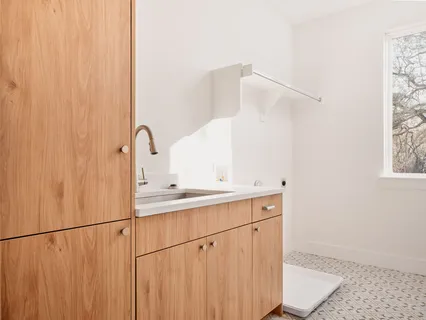 an aerial view of a house with a outdoor space