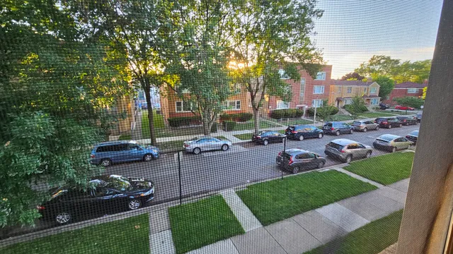 a view of a park with benches