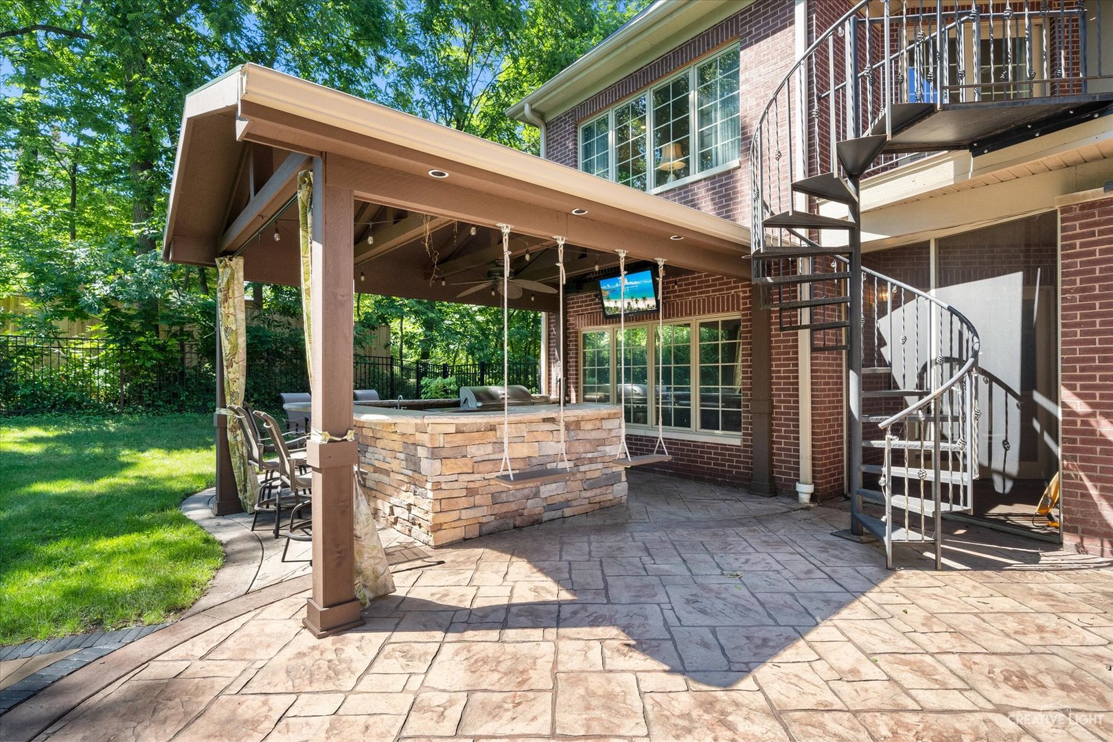 521 Chatfield Road New Lenox, IL 60451 - Photo 43 of 48 a view of a patio with a table chairs and a yard
