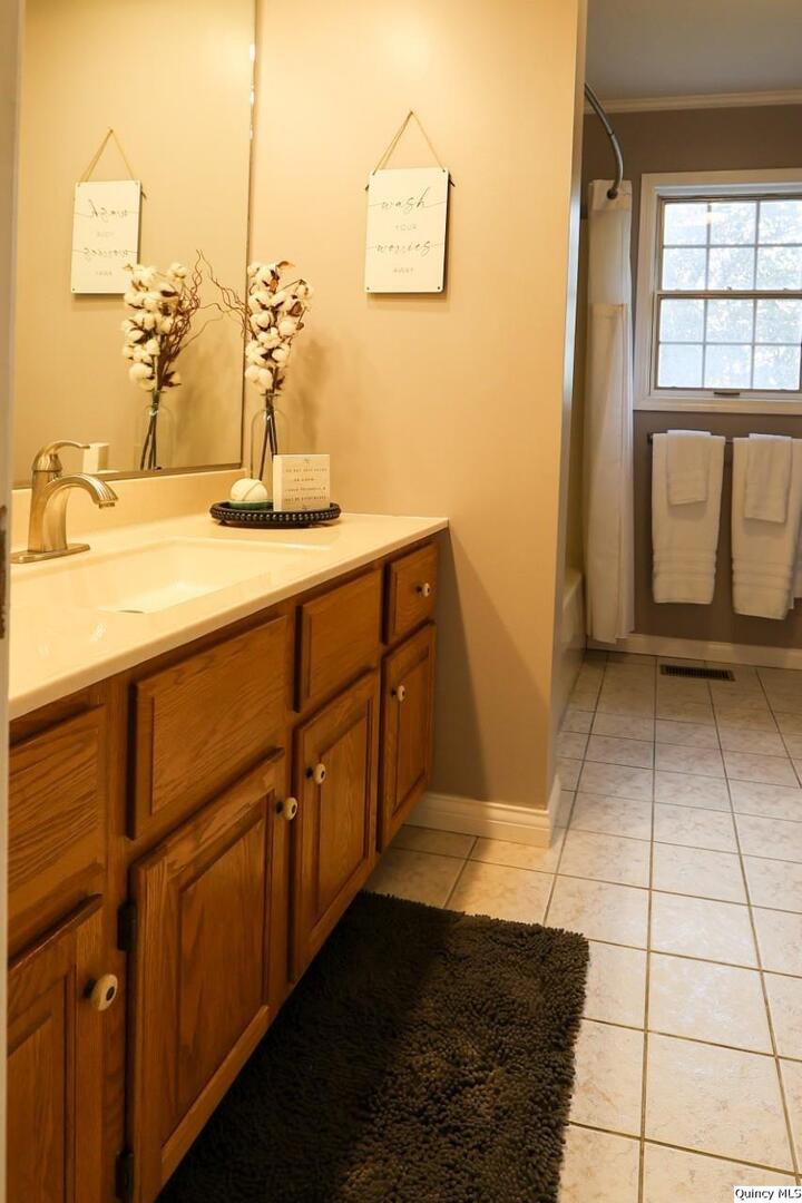 2123 South 30th Street Quincy, IL 62301 - Photo 20 of 36 a bathroom with a sink and a mirror