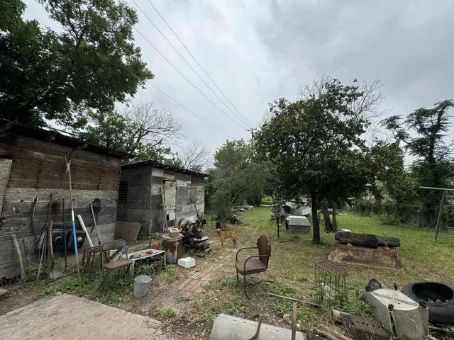 a front view of a house with patio
