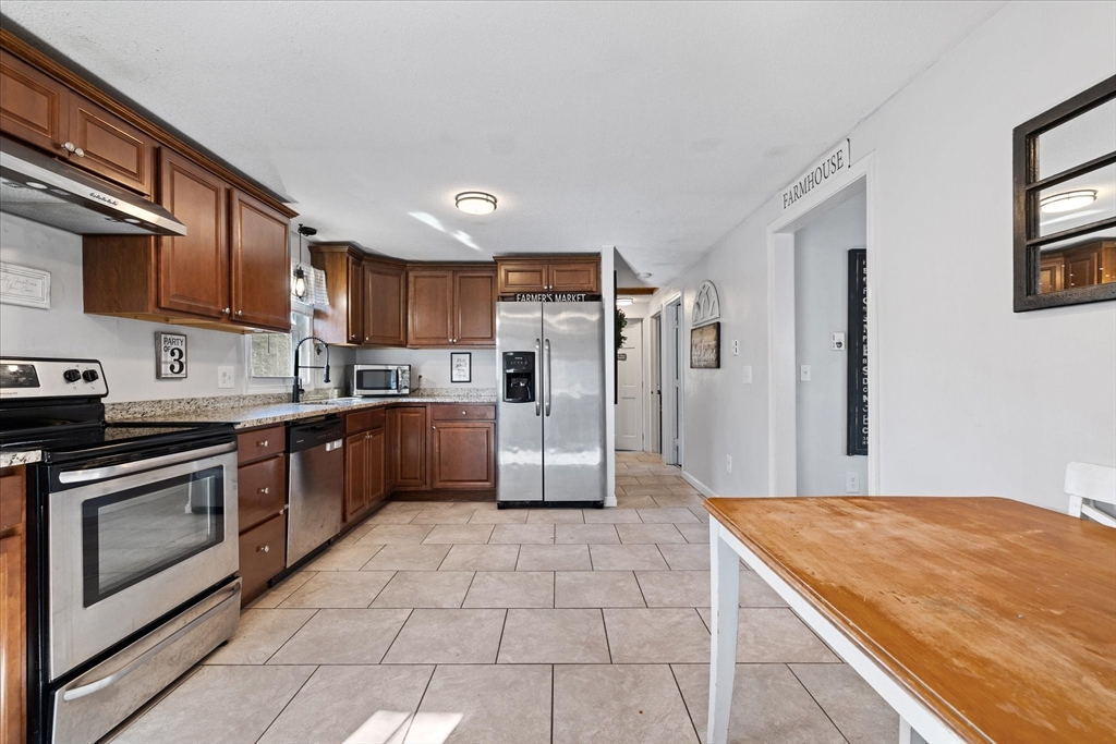 514 West Street Gardner, MA 01440 - Photo 9 of 37 a kitchen with stainless steel appliances granite countertop a stove a sink and a refrigerator