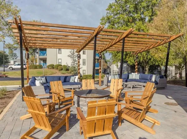 a view of an outdoor space with seating area