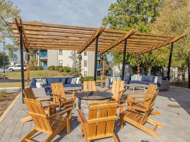 a view of an outdoor space with seating area