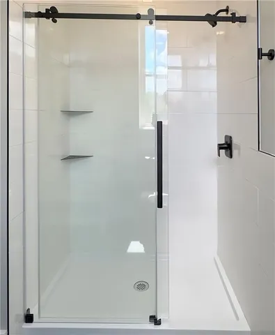 a bathroom with a shower