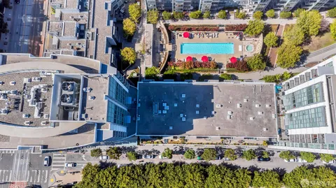 a city view with tall buildings