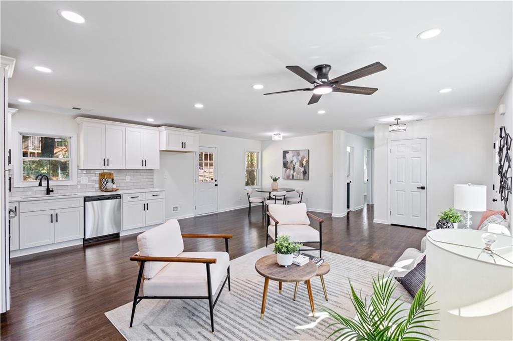 3252 Pinehill Drive Decatur, GA 30032 - Photo 7 of 26 a living room with furniture kitchen view and a dining table