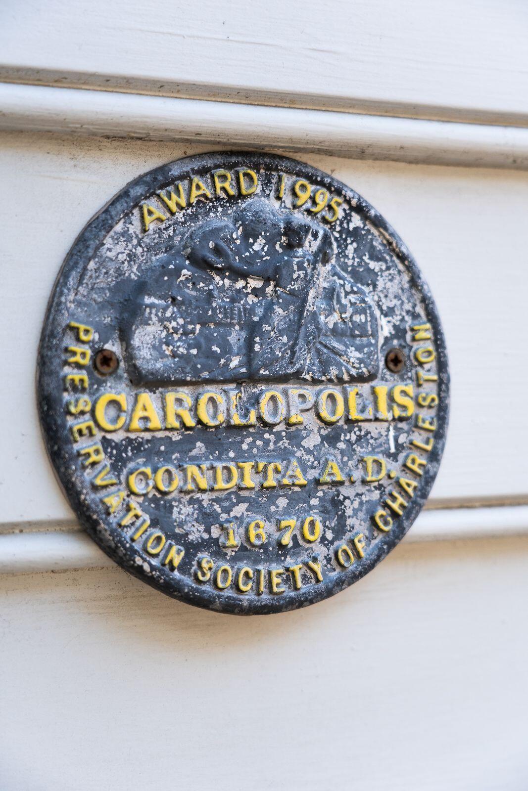 15 Elizabeth Street Charleston, SC 29403 - Photo 36 of 39 Carolopolis Award 1995