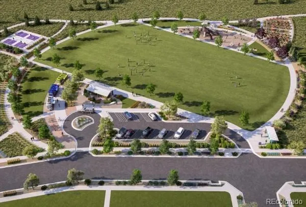 an aerial view of house with yard swimming pool and outdoor seating