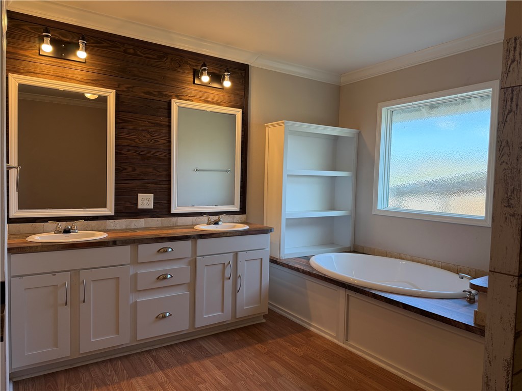 375 Trail Ridge Drive Sandia, TX 78383 - Photo 7 of 17 a bathroom with a double vanity sink a mirror and a bathtub
