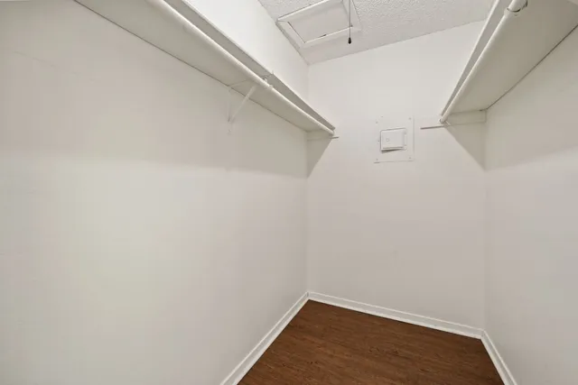 a view of small space with empty racks