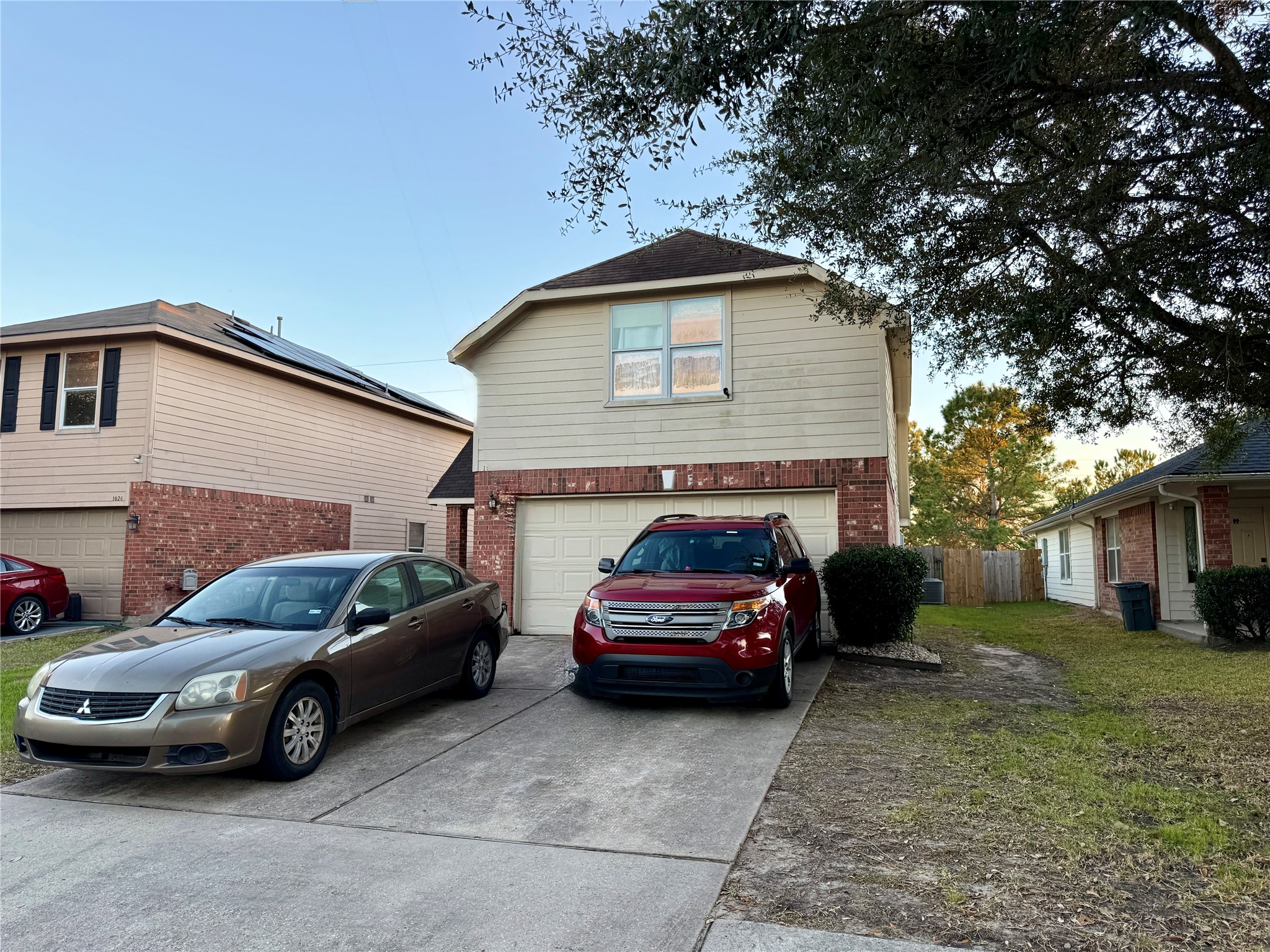 a car parked in front of a house