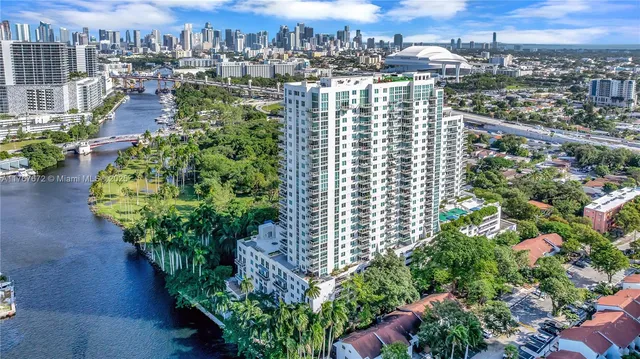 a view of a city with tall buildings