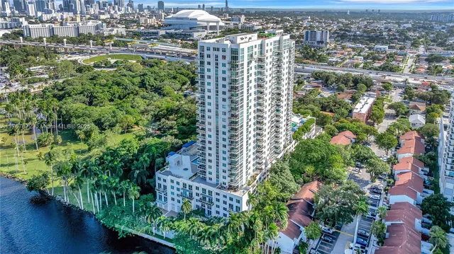 a view of a city with tall buildings