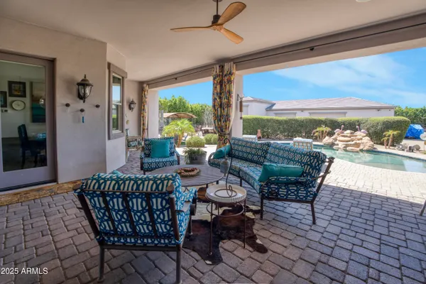 a outdoor space with patio furniture