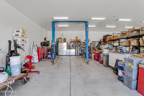 a view of a room with racks